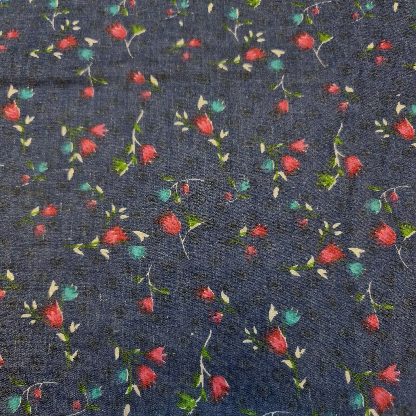 Vintage Japanese Floral Printed Polycotton Fabric – 58" Wide Soft Dress & Craft Material by the Metre