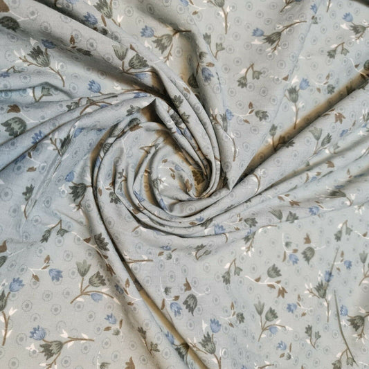 Vintage Japanese Floral Printed Polycotton Fabric – 58" Wide Soft Dress & Craft Material by the Metre