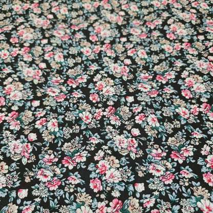 100% Cotton Poplin Floral Spring Bloom Print Fabric – 58" Wide Soft Dressmaking & Craft Material