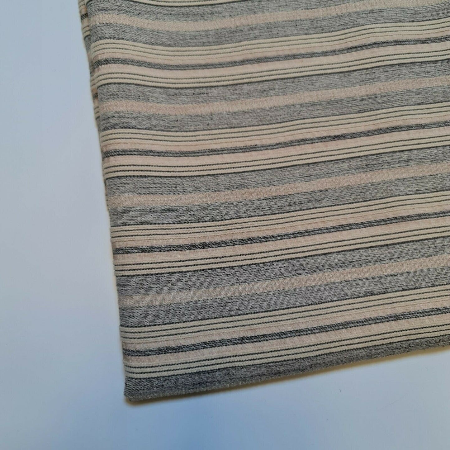 Cord 100% Cotton Stripe Jacquard Non Stretch Craft Dress Upholstery Fabric 58" (Beige Base)