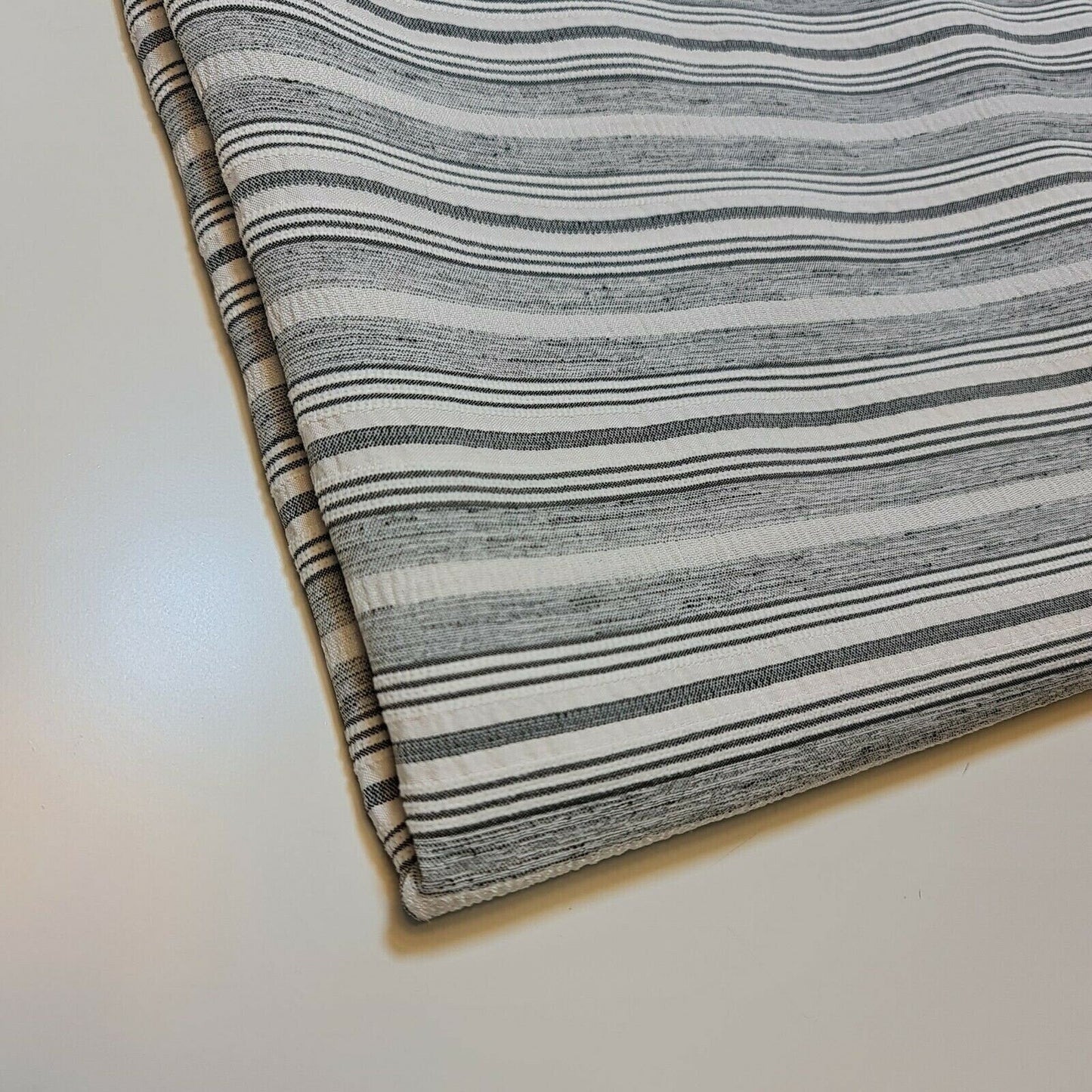 Cord 100% Cotton Stripe Jacquard Non Stretch Craft Dress Upholstery Fabric 58" (White Base)