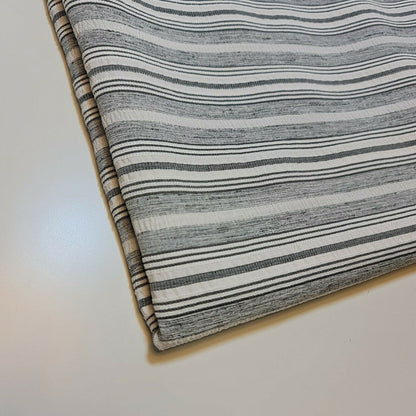 Cord 100% Cotton Stripe Jacquard Non Stretch Craft Dress Upholstery Fabric 58" (White Base)