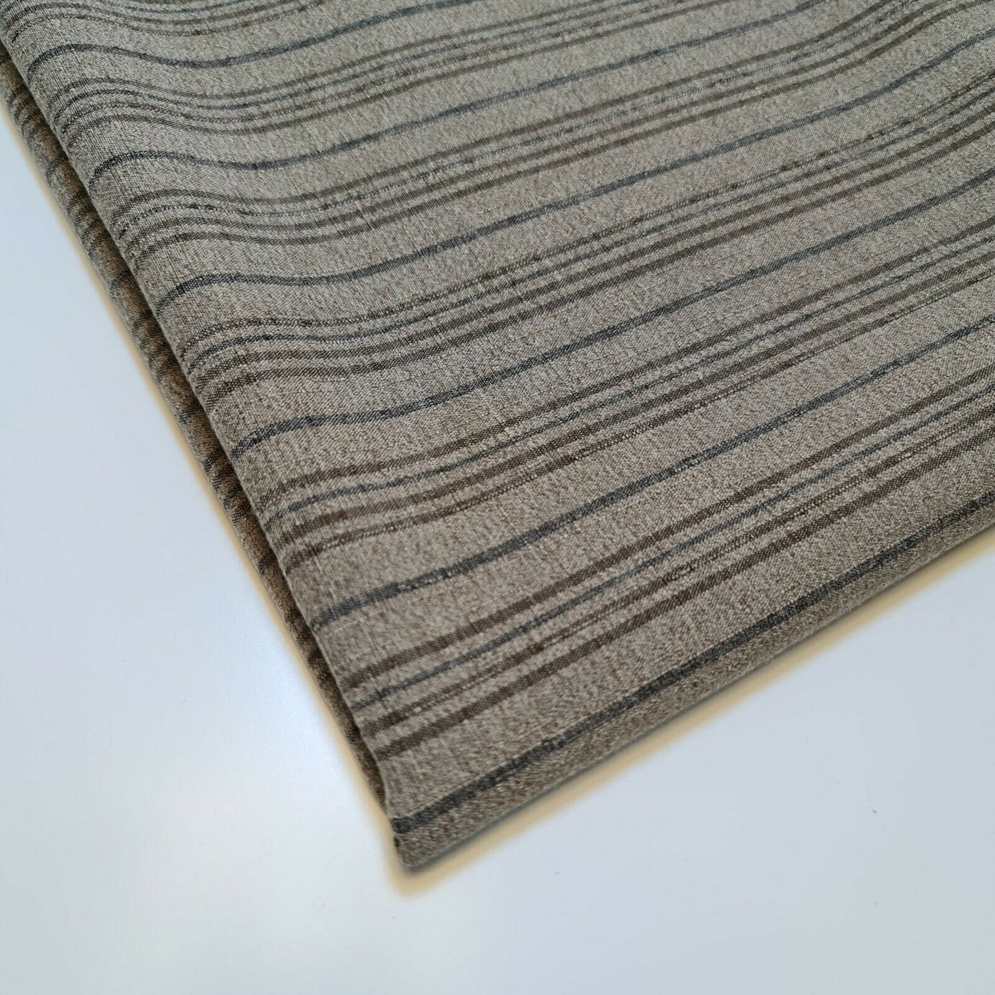 Cord 100% Cotton Stripe Jacquard Non Stretch Craft Dress Upholstery Fabric 58" (Brown Base)
