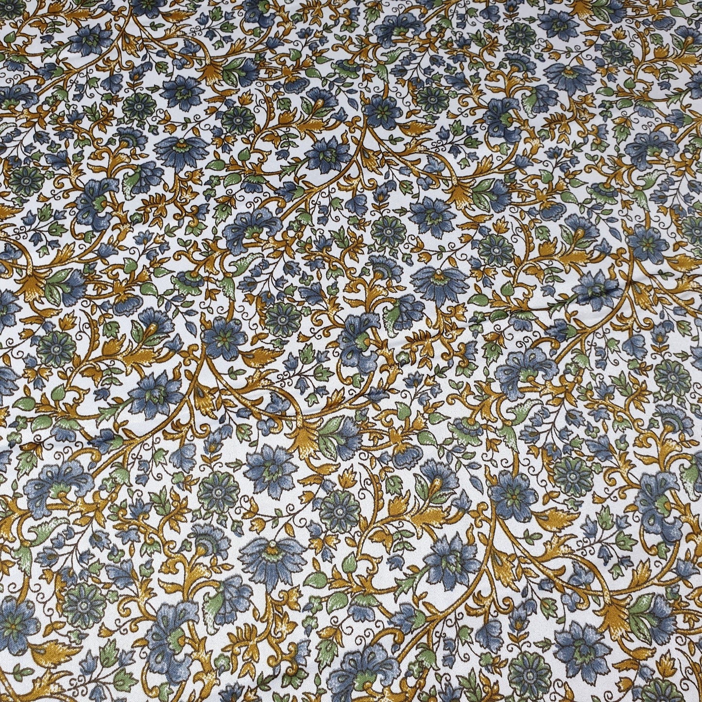 Floral Silk Satin Printed Fabric – 58" Wide Soft Silky Dress & Drape Material by the Metre