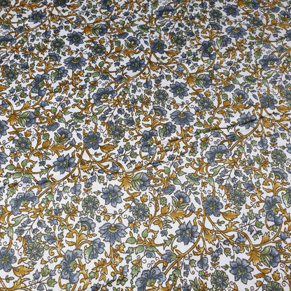 Floral Silk Satin Printed Fabric – 58" Wide Soft Silky Dress & Drape Material by the Metre