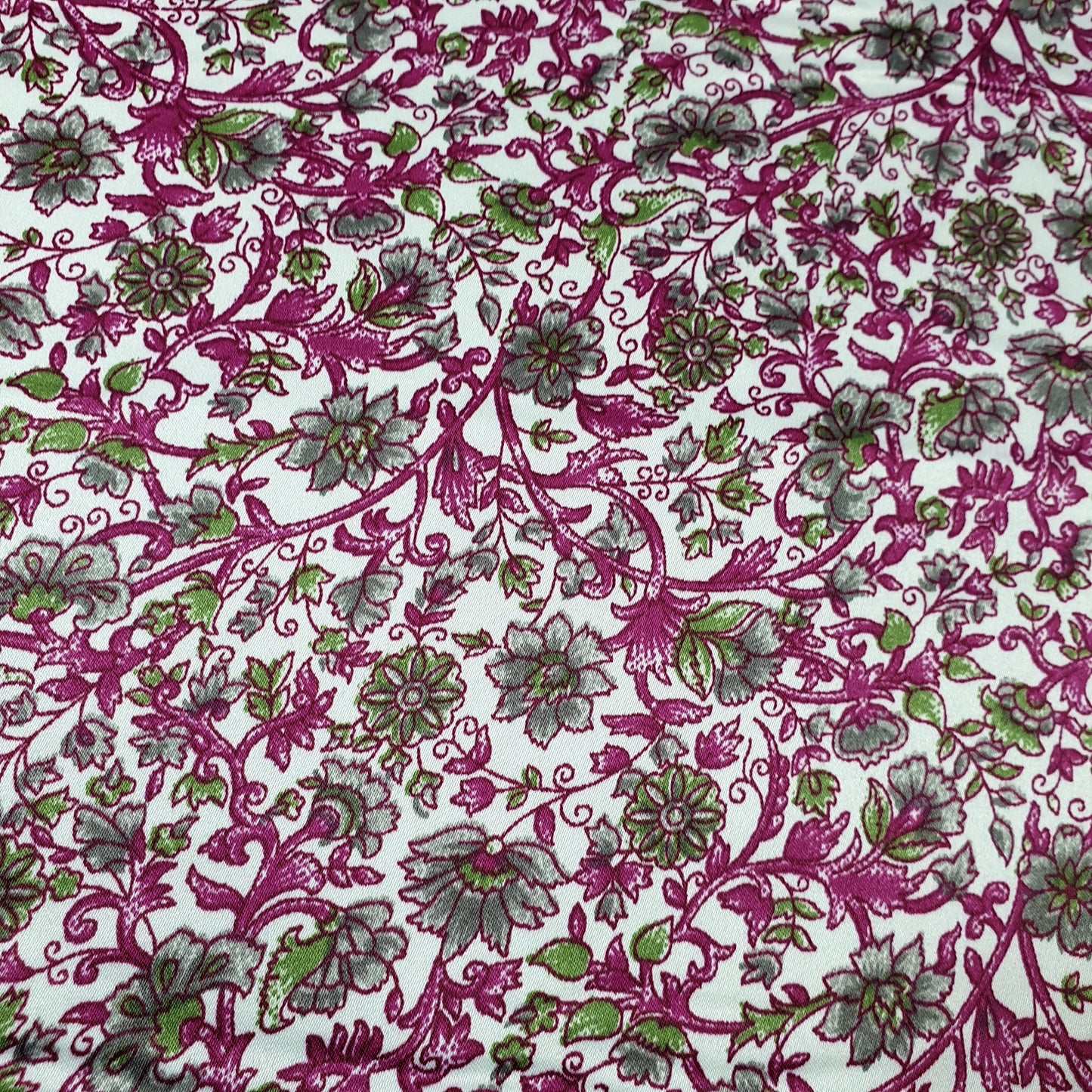 Floral Silk Satin Printed Fabric – 58" Wide Soft Silky Dress & Drape Material by the Metre