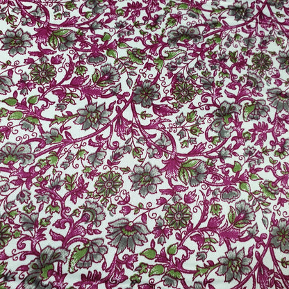 Floral Silk Satin Printed Fabric – 58" Wide Soft Silky Dress & Drape Material by the Metre