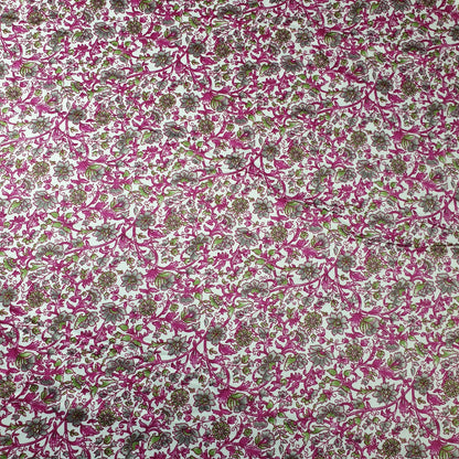 Floral Silk Satin Printed Fabric – 58" Wide Soft Silky Dress & Drape Material by the Metre