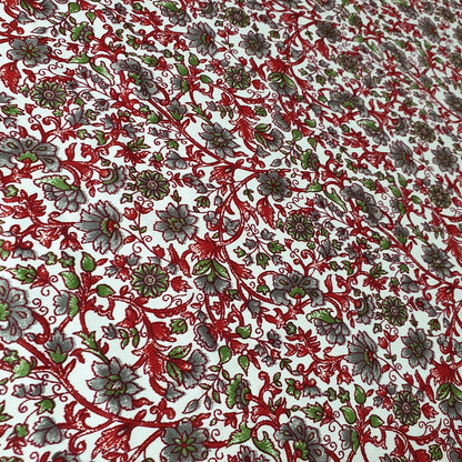 Floral Silk Satin Printed Fabric – 58" Wide Soft Silky Dress & Drape Material by the Metre
