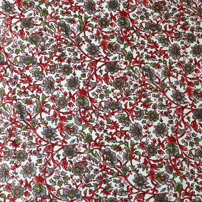 Floral Silk Satin Printed Fabric – 58" Wide Soft Silky Dress & Drape Material by the Metre