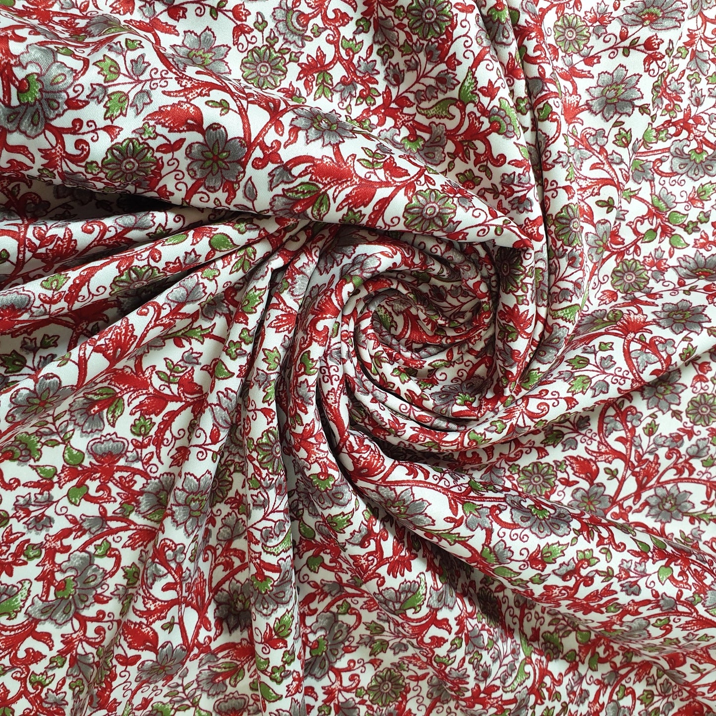 Floral Silk Satin Printed Fabric – 58" Wide Soft Silky Dress & Drape Material by the Metre