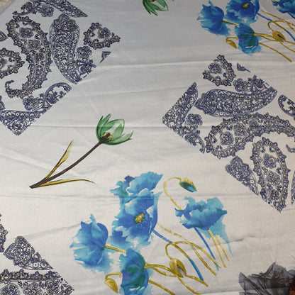 Floral Silk Satin Printed Fabric – 58" Wide Soft Silky Dress & Drape Material by the Metre