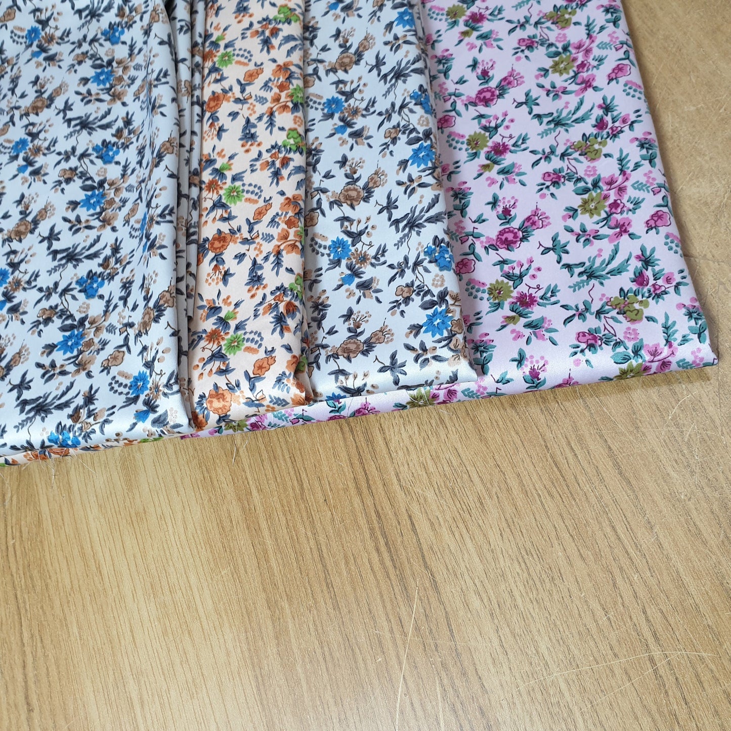 Floral Silk Satin Printed Fabric – 58" Wide Soft Silky Dress & Drape Material by the Metre