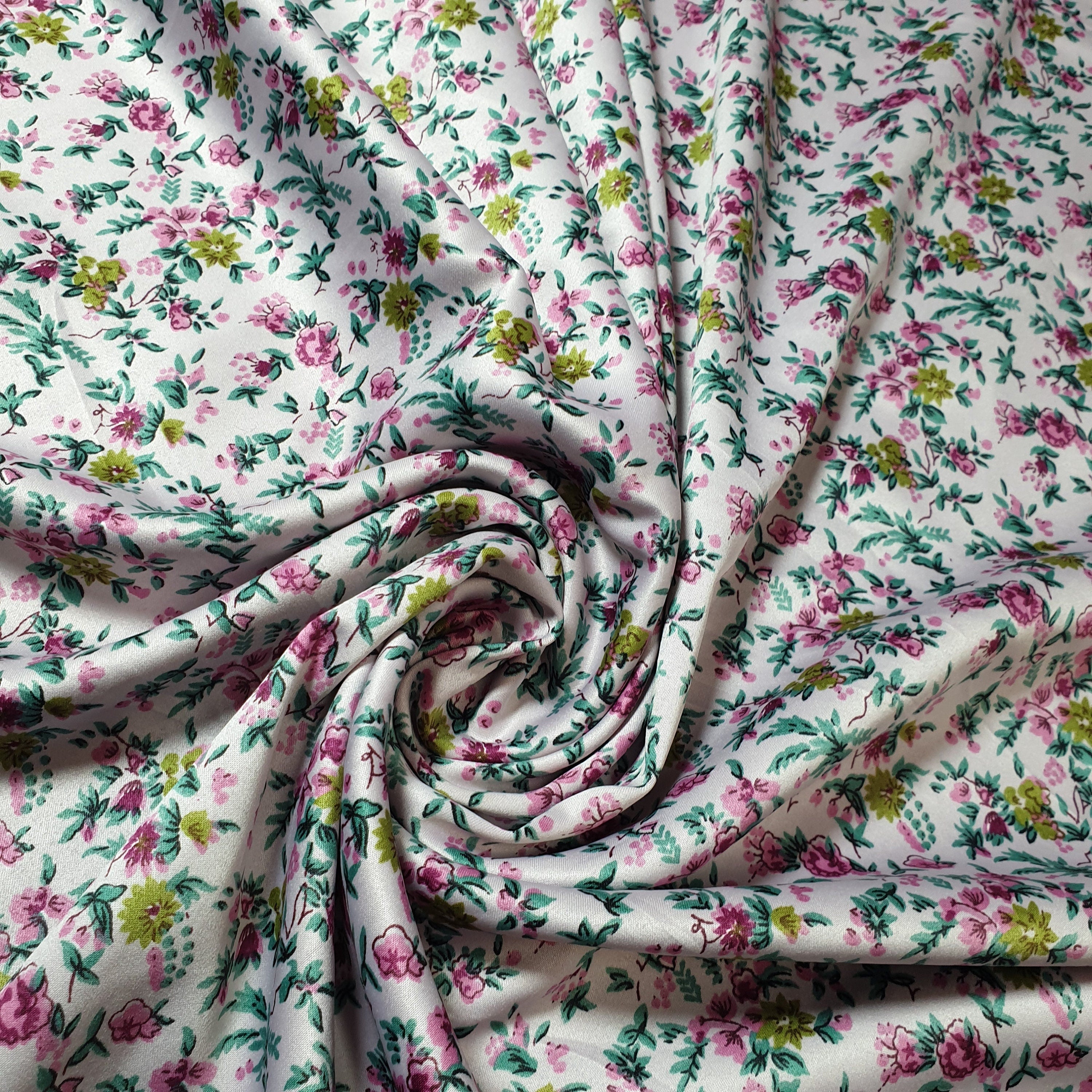 Floral Silk Satin Printed Fabric – 58