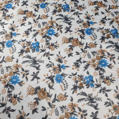 Floral Silk Satin Printed Fabric – 58" Wide Soft Silky Dress & Drape Material by the Metre