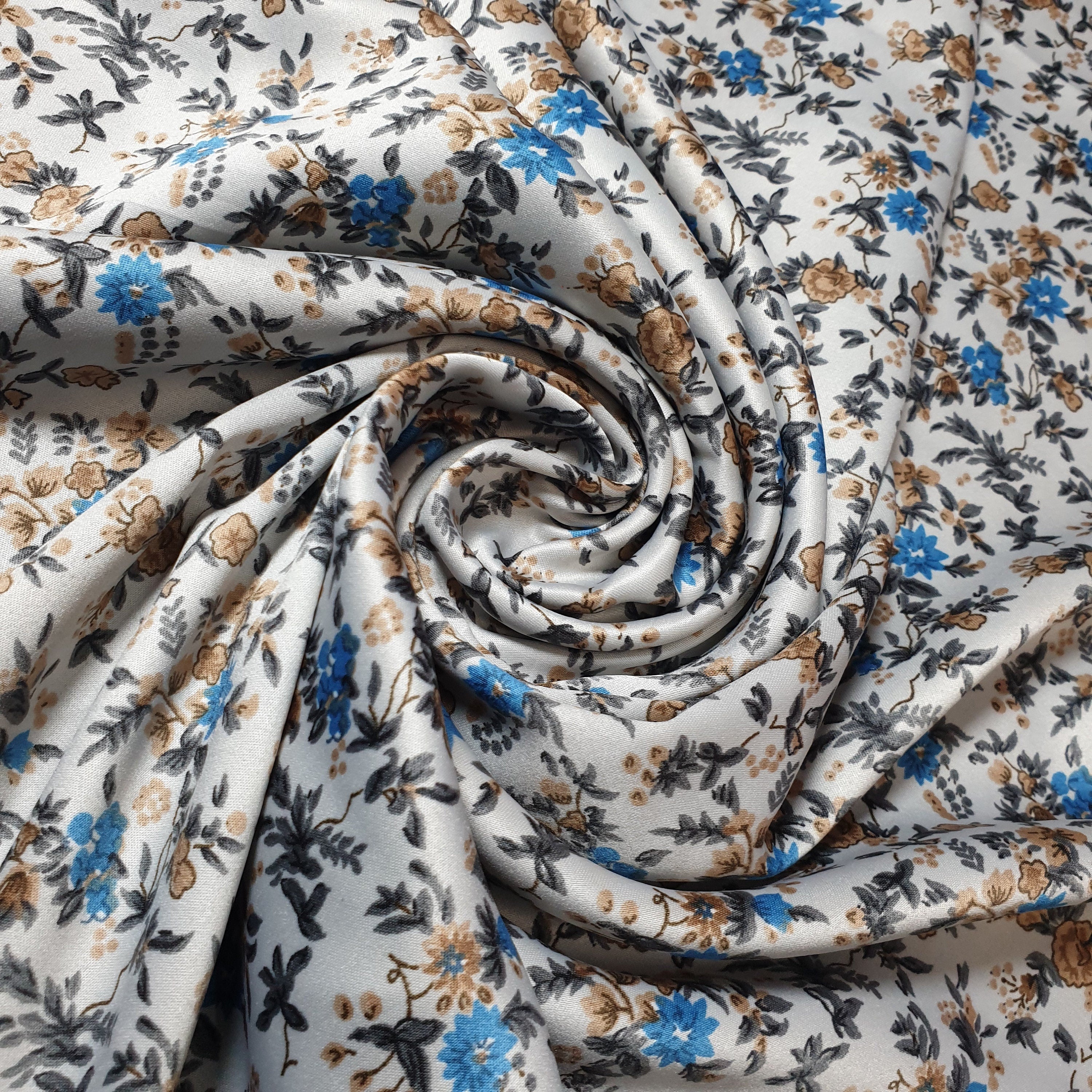 Floral Silk Satin Printed Fabric – 58