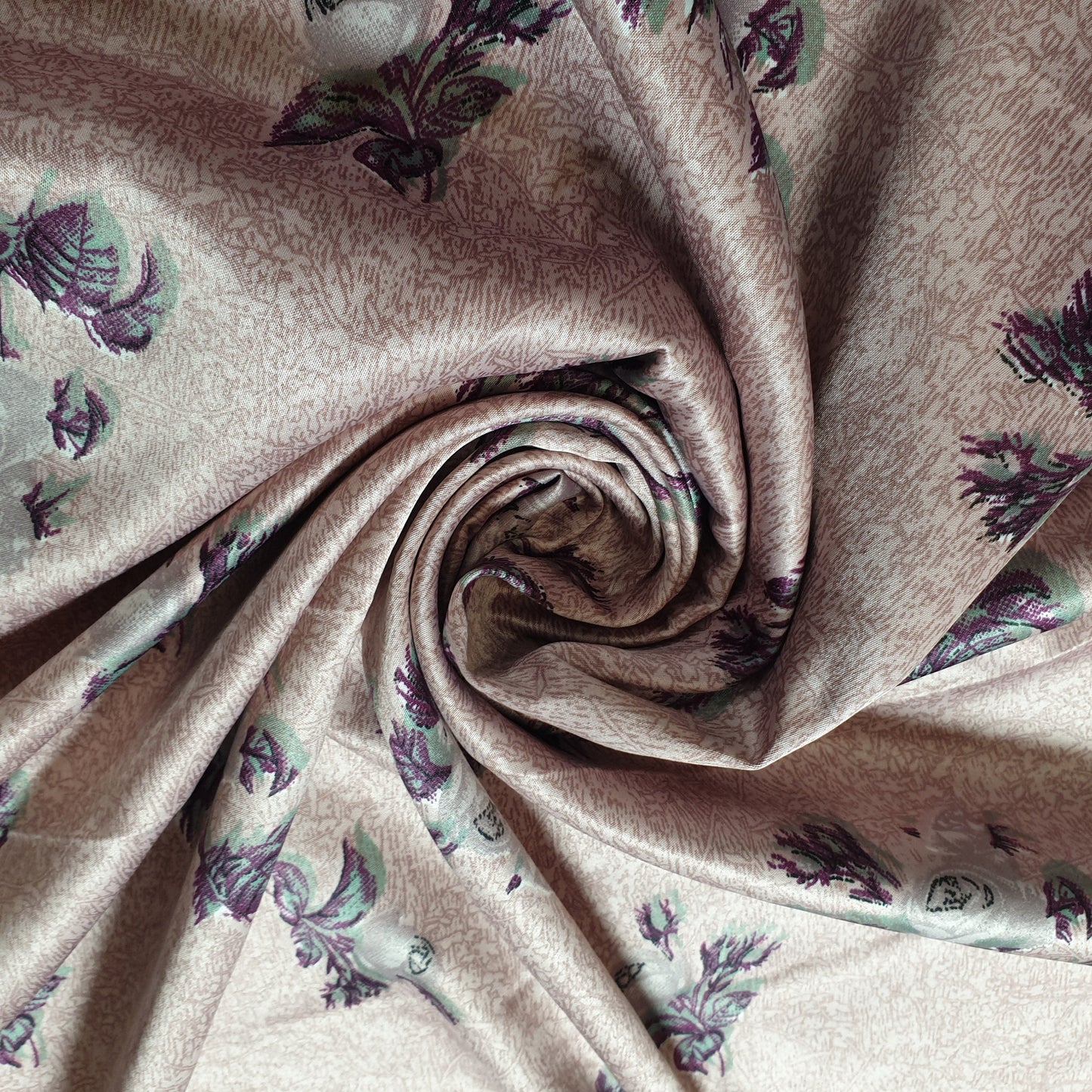 Floral Silk Satin Printed Fabric – 58" Wide Soft Silky Dress & Drape Material by the Metre