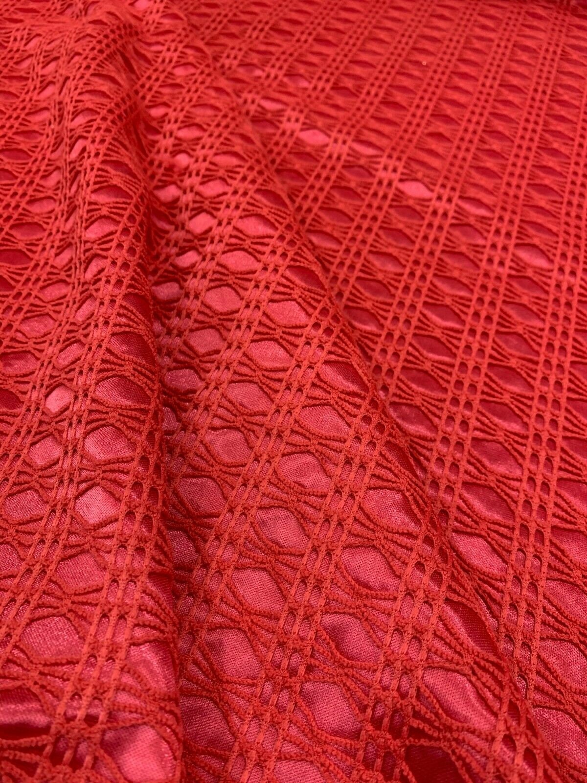 Floral Web Lace Net Fabric – Silk Satin Backed, One-Way Stretch, 58" Wide