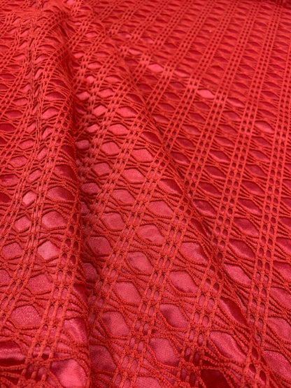Floral Web Lace Net Fabric – Silk Satin Backed, One-Way Stretch, 58" Wide