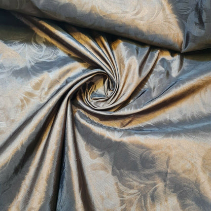 Embroidered & Self-Print Luxury Faux Silk Taffeta Fabric – 44" Wide for Dresses, Curtains & Cushions