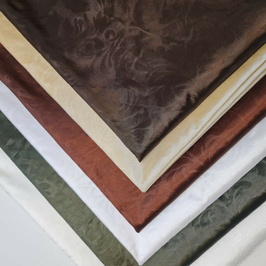 Embroidered & Self-Print Luxury Faux Silk Taffeta Fabric – 44" Wide for Dresses, Curtains & Cushions