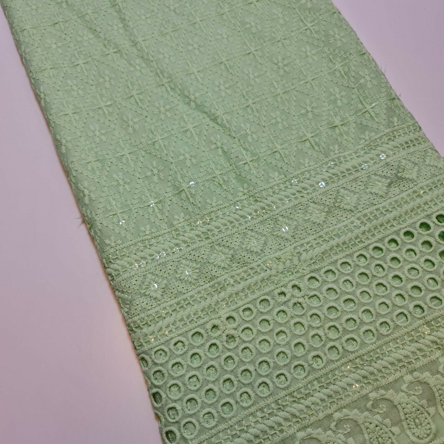 Mint New Cotton Lawn Soft Broderie Anglaise Embroidery Border Dress Craft Fabric 50"