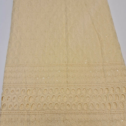 New Cotton Lawn Soft Broderie Anglaise Embroidery Border Dress Craft Fabric 50"J (Yellow)