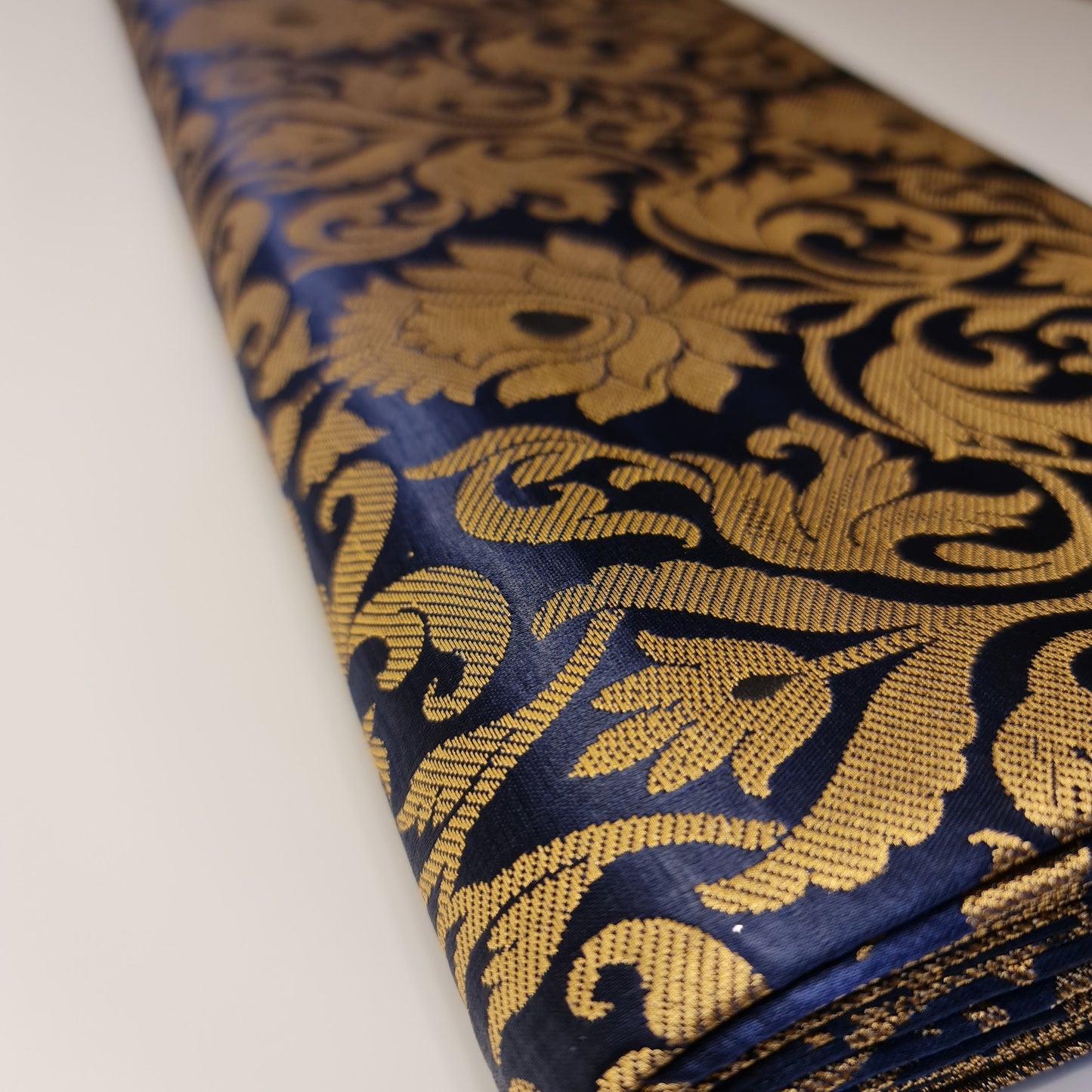 Luxurious Floral Banarasi Brocade Fabric – Premium Indian Gold Metallic Jacquard Woven Material 44" Wide
