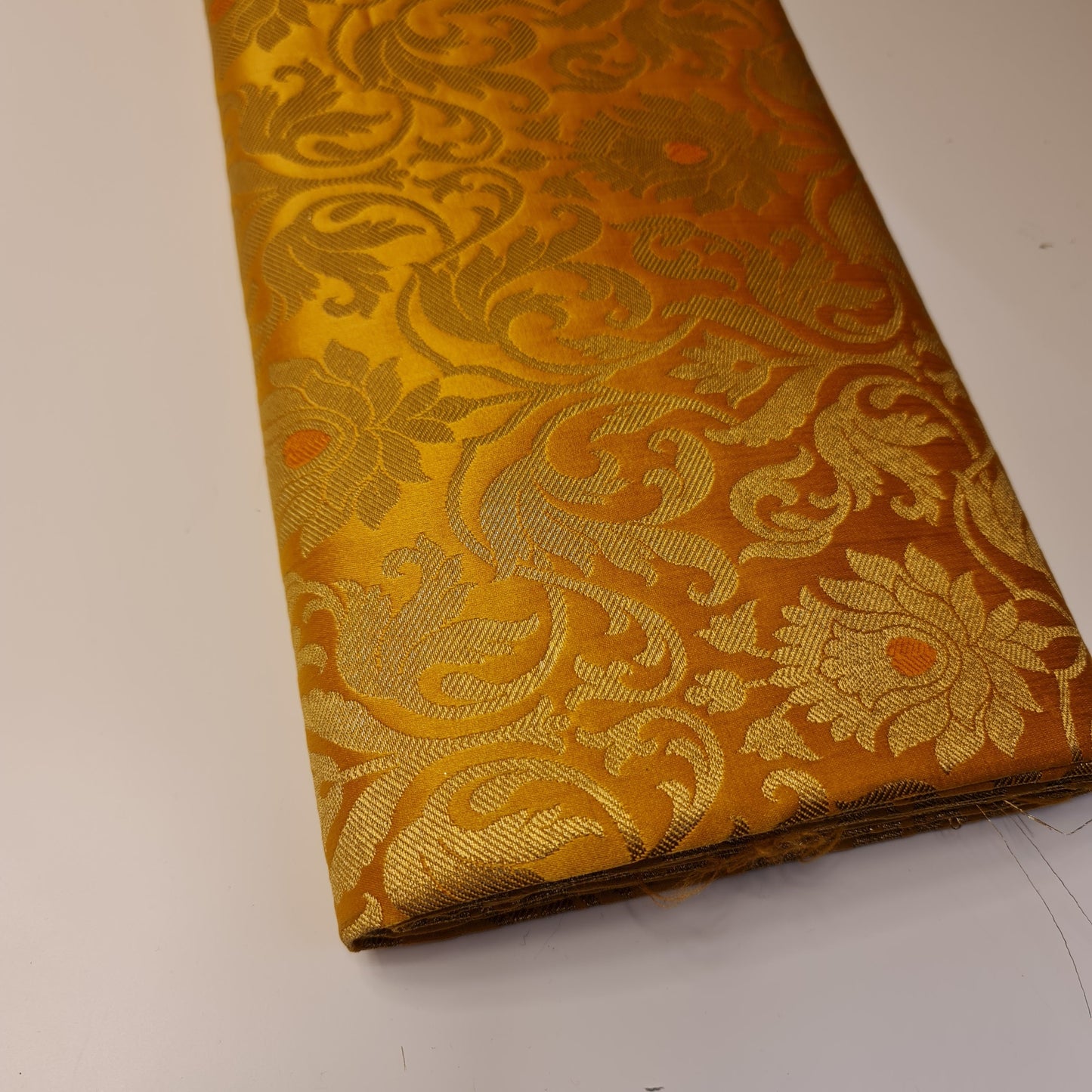 Luxurious Floral Banarasi Brocade Fabric – Premium Indian Gold Metallic Jacquard Woven Material 44" Wide