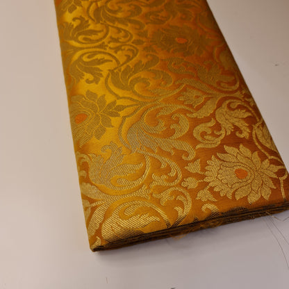 Luxurious Floral Banarasi Brocade Fabric – Premium Indian Gold Metallic Jacquard Woven Material 44" Wide
