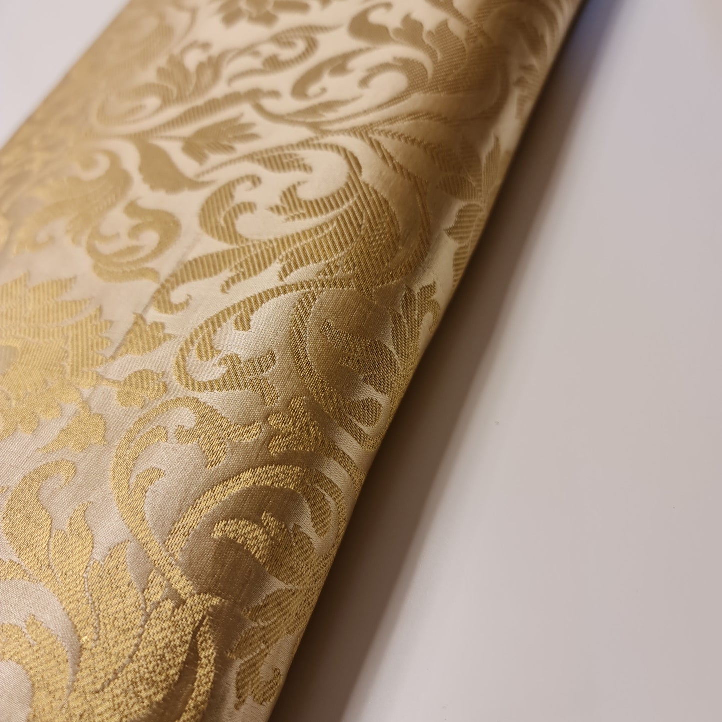 Luxurious Floral Banarasi Brocade Fabric – Premium Indian Gold Metallic Jacquard Woven Material 44" Wide