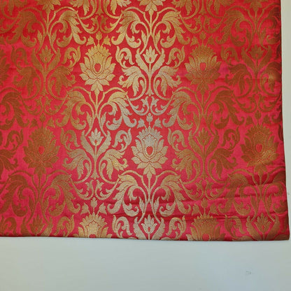 Luxurious Floral Banarasi Brocade Fabric – Premium Indian Gold Metallic Jacquard Woven Material 44" Wide