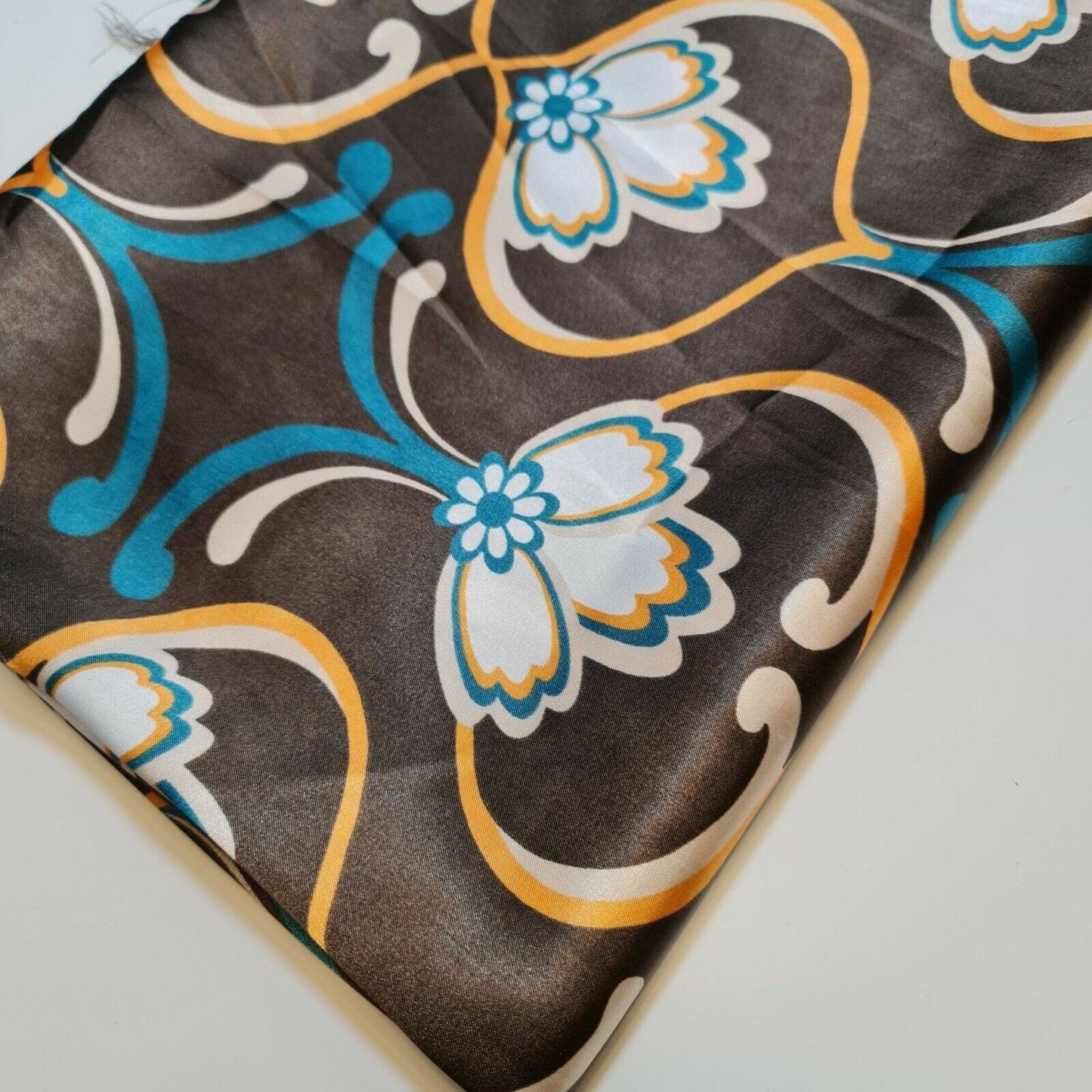 Floral Silk Satin Printed Fabric – 58" Wide Soft Silky Dress & Drape Material by the Metre