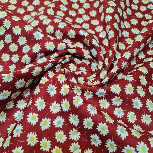 100% Cotton Poplin Daisy Daisy Flower Print Fabric Dress Craft Soft Fabric 58"