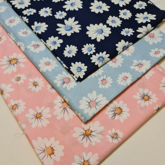 100% Cotton Poplin Daisy Flower Fabric Dress Craft Quilting Costume Material 58" By The Meter (Print -5)