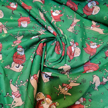 Christmas Festive Polycotton Print Fabric – 44" Wide Craft & Dressmaking Material by the Metre