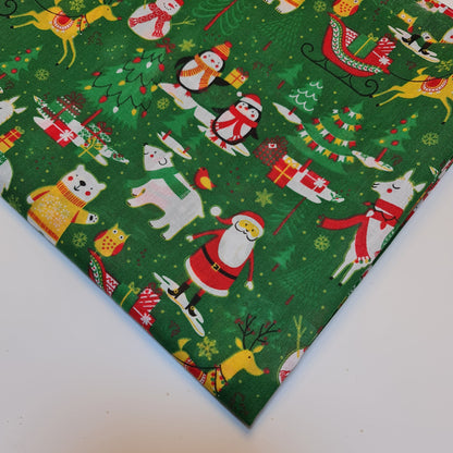 Christmas Festive Polycotton Print Fabric – 44" Wide Craft & Dressmaking Material by the Metre