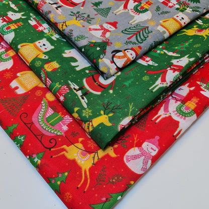 Christmas Festive Polycotton Print Fabric – 44" Wide Craft & Dressmaking Material by the Metre
