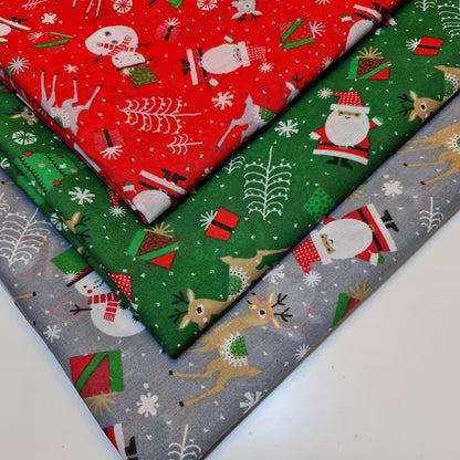 Christmas Festive Polycotton Print Fabric – 44" Wide Craft & Dressmaking Material by the Metre