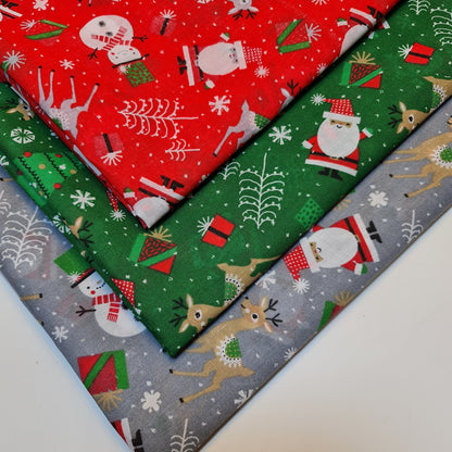 Christmas Festive Polycotton Print Fabric – 44" Wide Craft & Dressmaking Material by the Metre