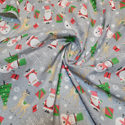 Christmas Festive Polycotton Print Fabric – 44" Wide Craft & Dressmaking Material by the Metre