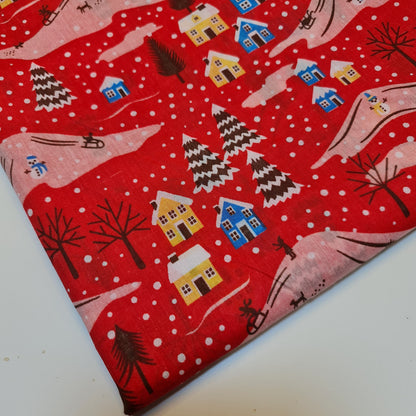 Christmas Festive Polycotton Print Fabric – 44" Wide Craft & Dressmaking Material by the Metre