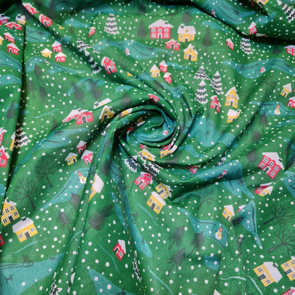 Christmas Festive Polycotton Print Fabric – 44" Wide Craft & Dressmaking Material by the Metre