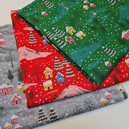 Christmas Festive Polycotton Print Fabric – 44" Wide Craft & Dressmaking Material by the Metre