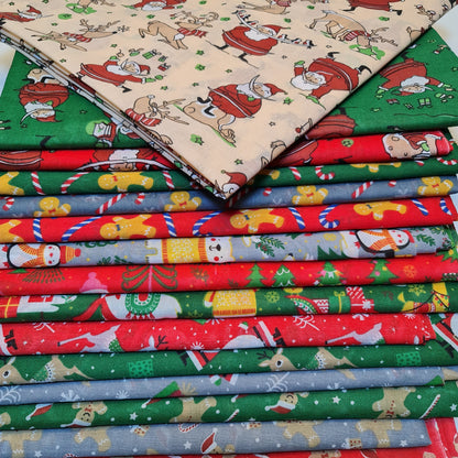 Christmas Festive Polycotton Print Fabric – 44" Wide Craft & Dressmaking Material by the Metre