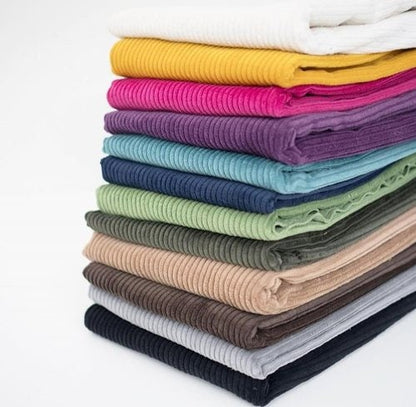 Italian 100% Cotton Velvet Corduroy Fabric – 58" Wide Plain & Printed Jumbo / Needle Cord for Upholstery & Dressmaking