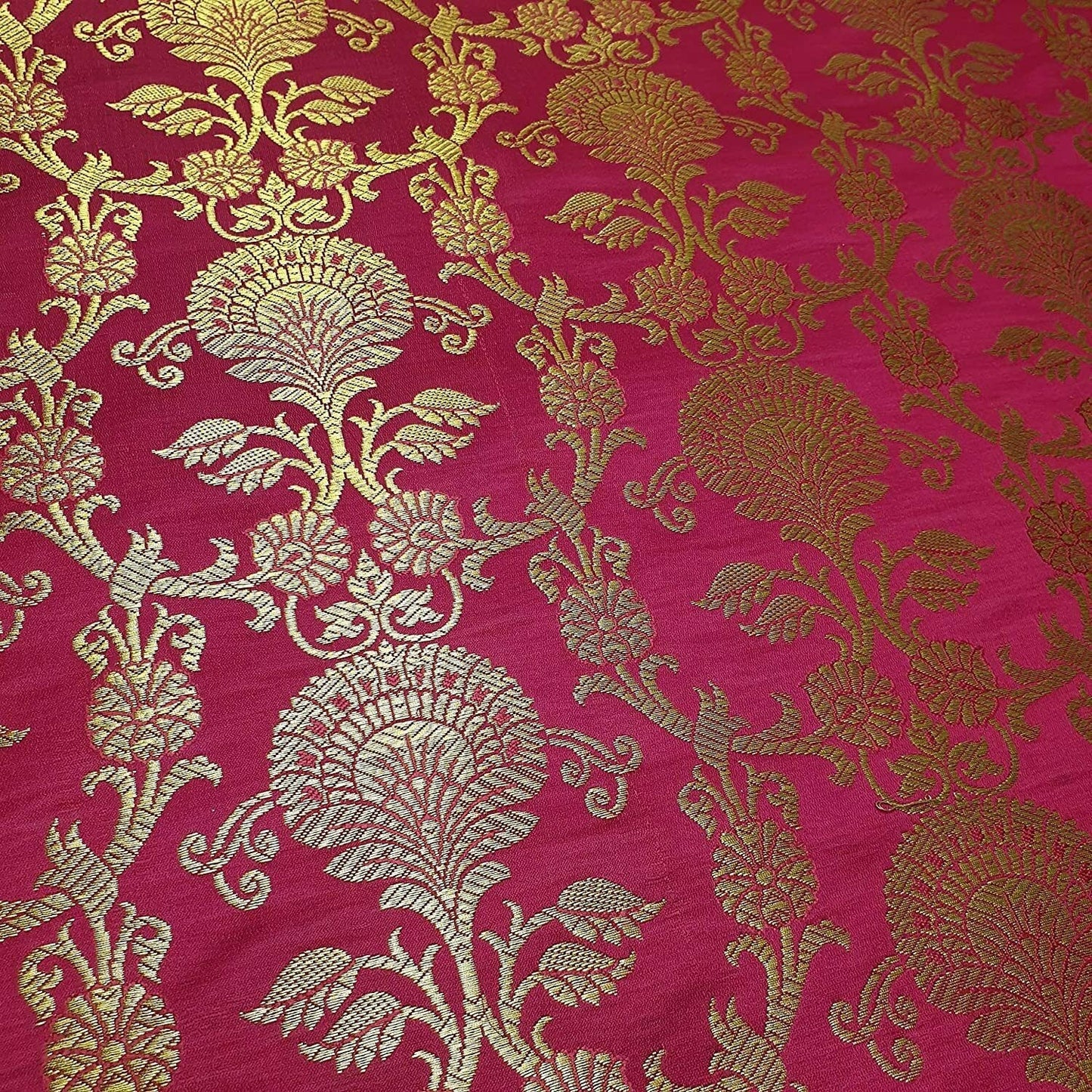 Regal Floral Pattern Indian Banarasi Brocade Fabric – 44" Wide Premium Jacquard Dress & Craft Material