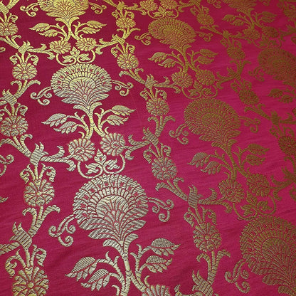 Regal Floral Pattern Indian Banarasi Brocade Fabric – 44" Wide Premium Jacquard Dress & Craft Material