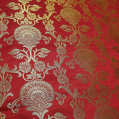 Regal Floral Pattern Indian Banarasi Brocade Fabric – 44" Wide Premium Jacquard Dress & Craft Material