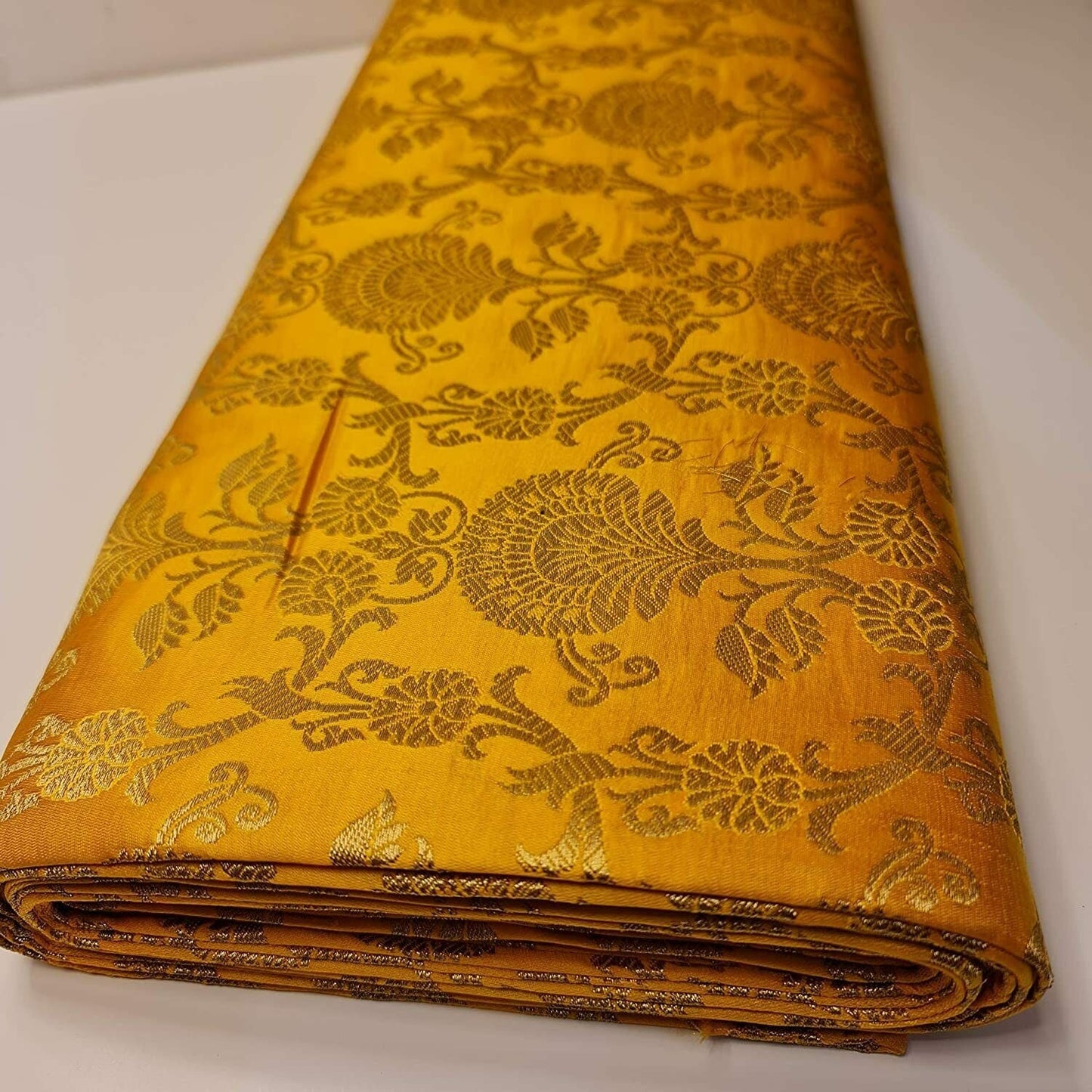 Regal Floral Pattern Indian Banarasi Brocade Fabric – 44" Wide Premium Jacquard Dress & Craft Material